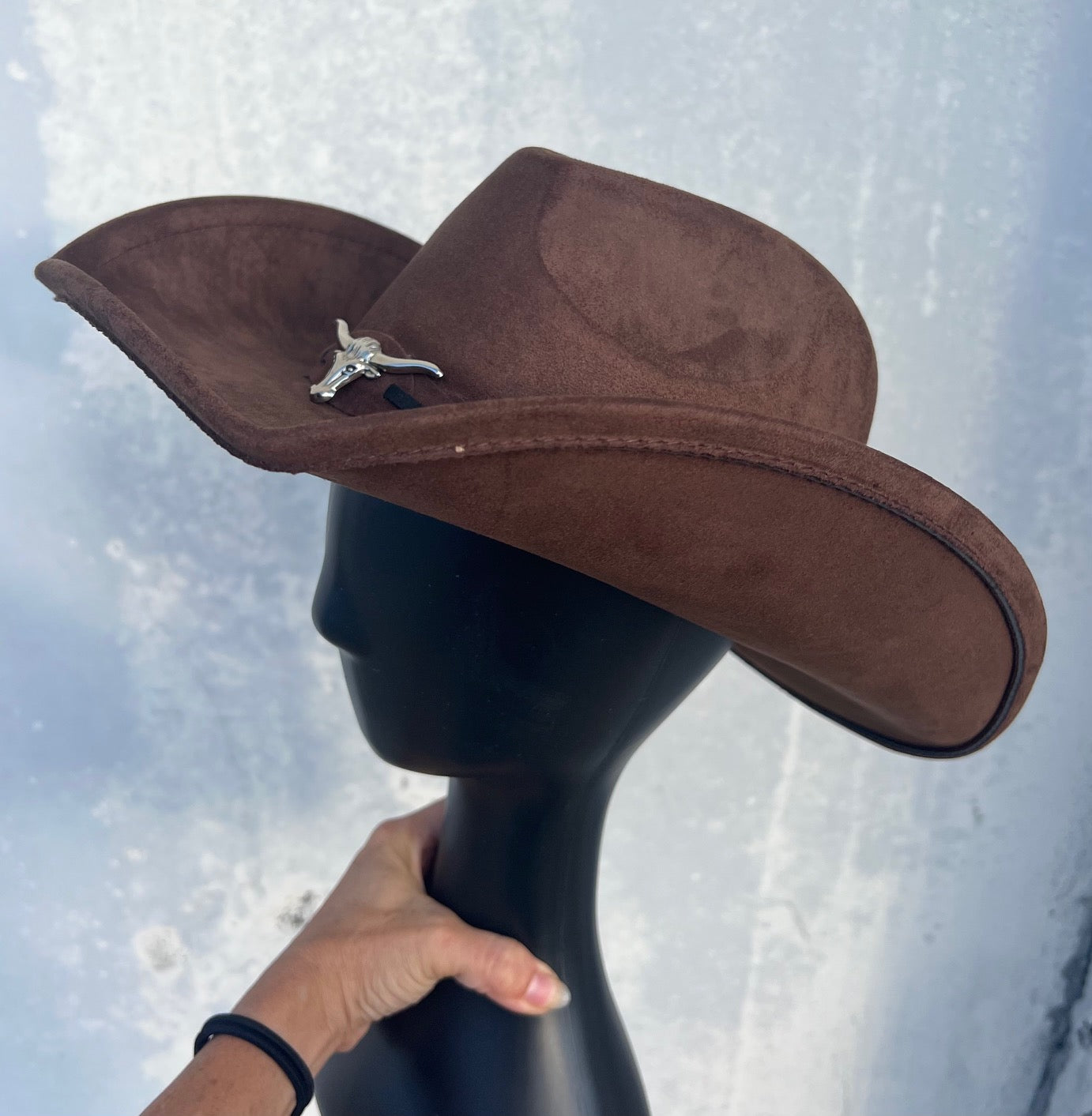 HOMESTEAD BROWN FAUX SUEDE COWBOY HAT
