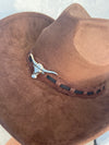 HOMESTEAD BROWN FAUX SUEDE COWBOY HAT