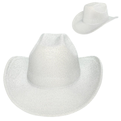 JESSIE Shiny Cowboy Hat White

-faux suede cowboy hat in off white -matching off white braided band with buckle detail -interior ribbon inside hat to customize size -stiff, sturdy structure