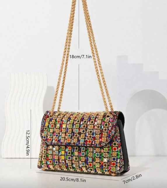 JACQUELINE MULTI COLOR RHINESTONE BAG