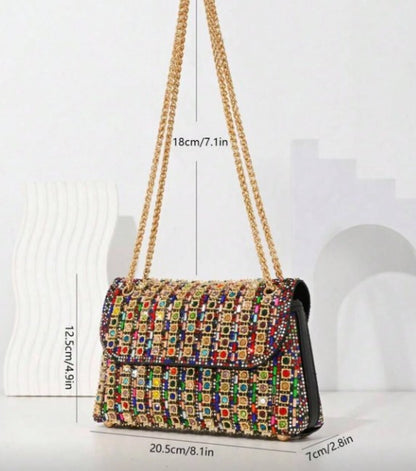 JACQUELINE MULTI COLOR RHINESTONE BAG