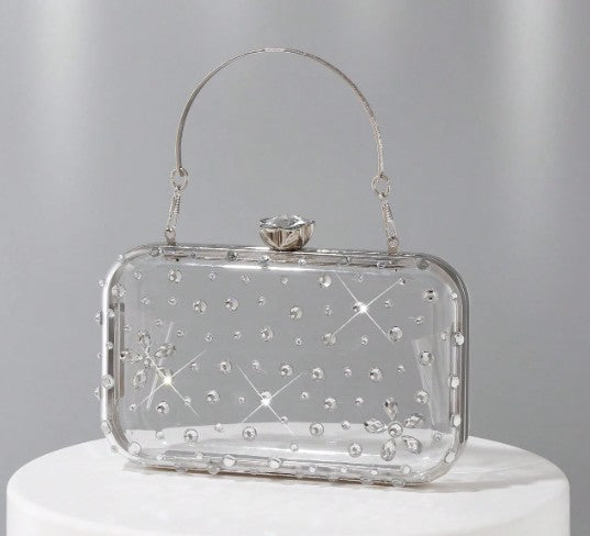 JAYLEE CLEAR PURSE WITH CLEAR RHINESTONES