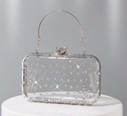 JAYLEE CLEAR PURSE WITH CLEAR RHINESTONES