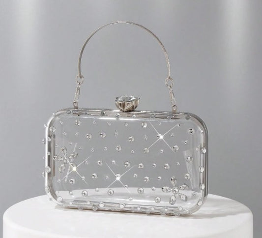 JAYLEE CLEAR PURSE WITH CLEAR RHINESTONES