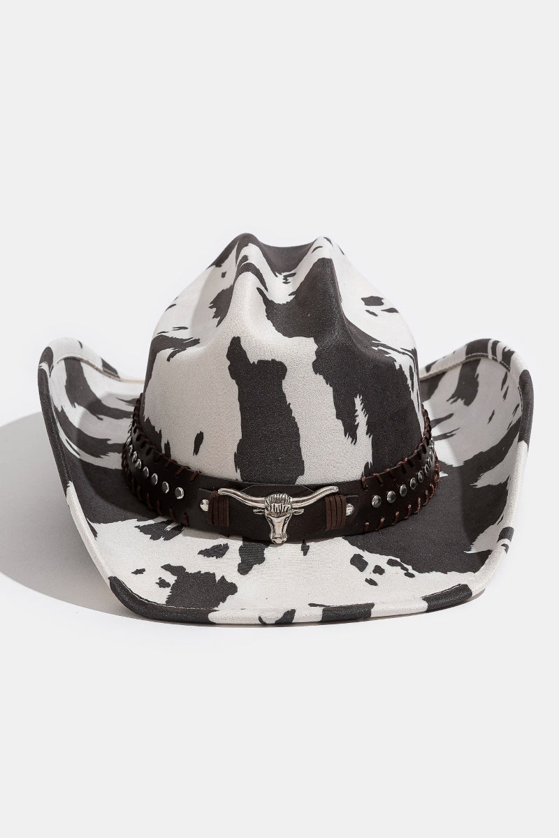 PASTURE BLACK AND WHITE COW PRINT COWBOY HAT