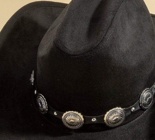 POKER BLACK FAUX SUEDE COWBOY HAT
