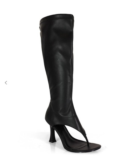 SANYANA-1 KNEE HIGH OPEN TOE BOOT BLACK