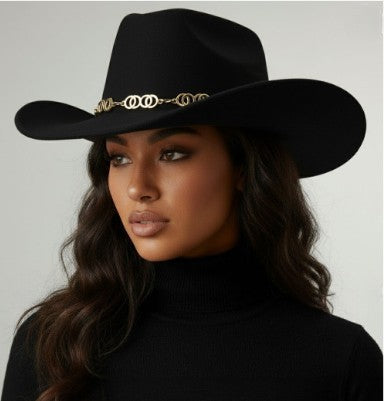 TANNER FAUX SUEDE COWBOY HAT BLACK