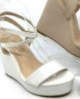 SUN White Faux Leather Platform Heel