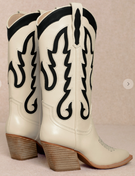 IDA Off White/Black Cowboy Boot
