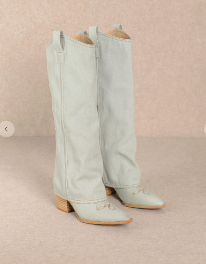 PAMELA Light Denim Cowboy Boots