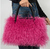 DAWN FAUX CURLY FUR SHOULDER BAG FUCHSIA