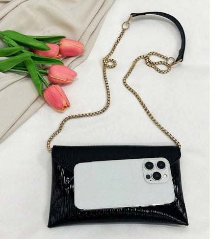JADA BLACK TEXTURED FAUX LEATHER CLUTCH