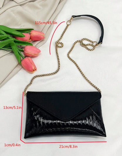 JADA BLACK TEXTURED FAUX LEATHER CLUTCH