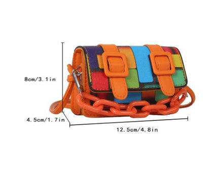 TRINA ORANGE PRINTED MINI BAG WITH CROSS BODY STRAP