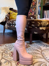 TSUNAMI Nude Faux Leather Boot Square Toe