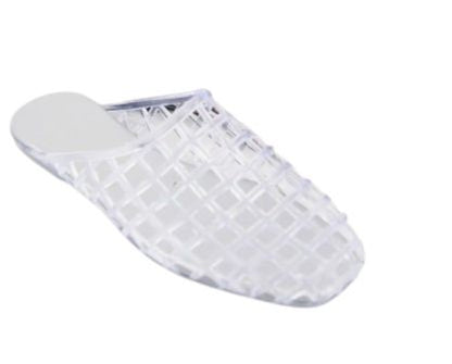 AGGA-01 CLEAR JELLY SLIDE WITH CLOSED TOE GEOMETRIC WEAVE DESIGN