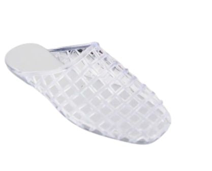 AGGA-01 CLEAR JELLY SLIDE WITH CLOSED TOE GEOMETRIC WEAVE DESIGN