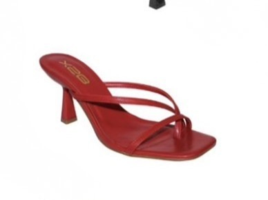 HALLIE-1 RED FAUX LEATHER STRAPPY SPLIT TOE SLIP-ON MULE KITTEN HEEL SANDALS