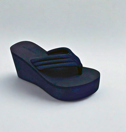 HEAT-21 BLACK SPLIT TOE FOAM WEDGE SANDAL