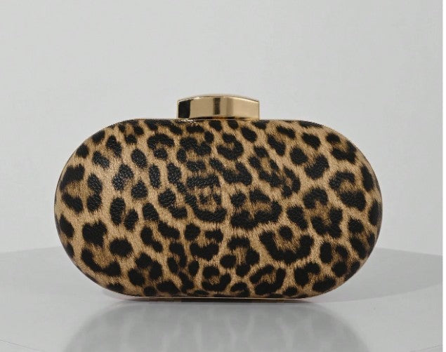 VIXEN LEOPARD PRINT HARD CASE CLUTCH