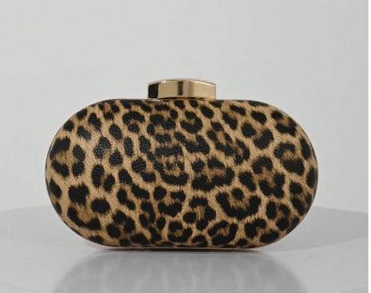VIXEN LEOPARD PRINT HARD CASE CLUTCH