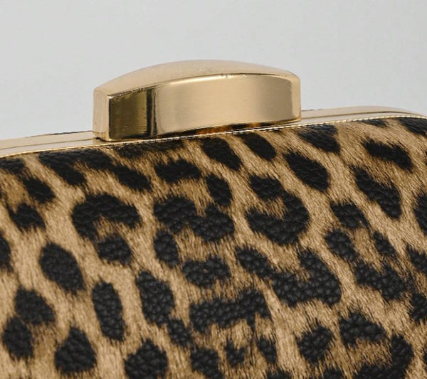 VIXEN LEOPARD PRINT HARD CASE CLUTCH