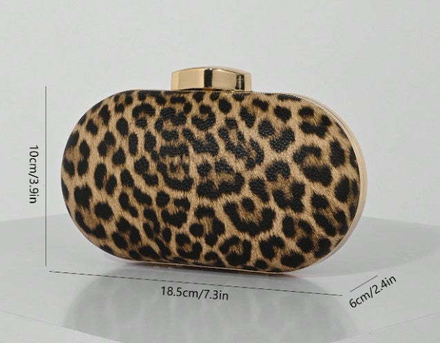 VIXEN LEOPARD PRINT HARD CASE CLUTCH