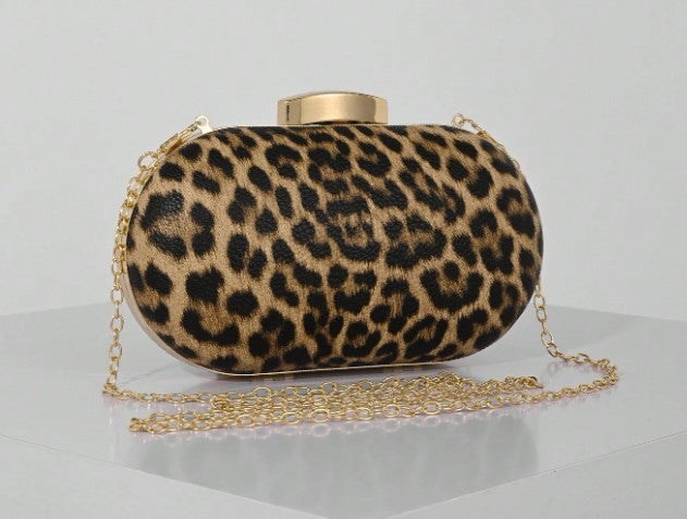 VIXEN LEOPARD PRINT HARD CASE CLUTCH