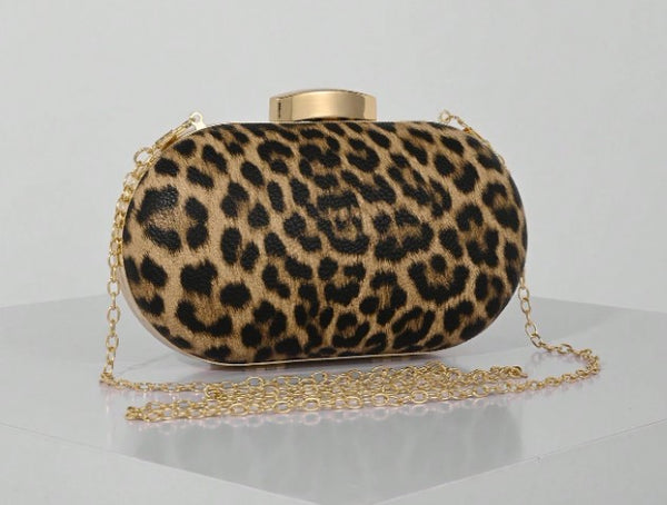 VIXEN LEOPARD PRINT HARD CASE CLUTCH