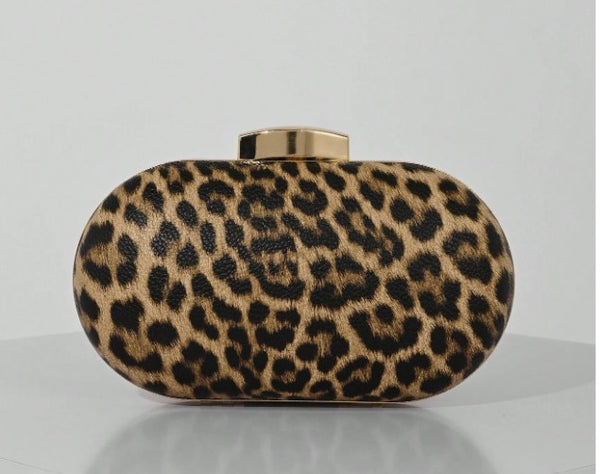 VIXEN LEOPARD PRINT HARD CASE CLUTCH