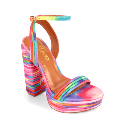 YUKO-100 Rainbow Multi Fabric Open Toe