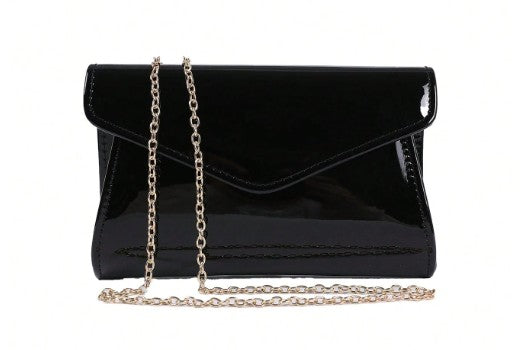 ZOEY PATENT LEATHER CLUTCH BAG BLACK