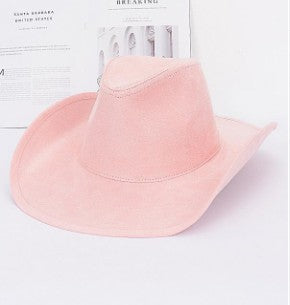 ALPHA PINK FAUX SUEDE COWBOY HAT