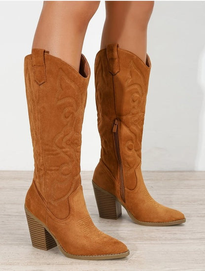 ARIZONA 55 Camel Tan Vegan Faux Suede Cowboy Boot
