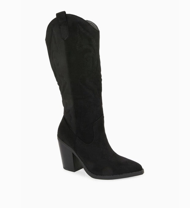 ARIZONA 55 Black Vegan Faux Suede Cowboy Boot