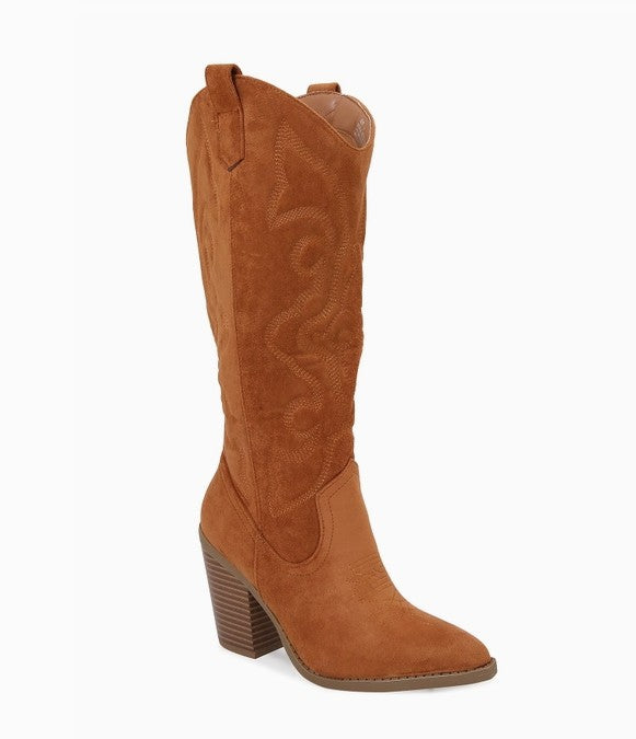 ARIZONA 55 Camel Tan Vegan Faux Suede Cowboy Boot