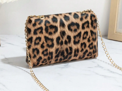 BLAKE LEOPARD PRINT FAUX LEATHER SMALL CLUTCH BAG WITH CROSSBODY STRAP