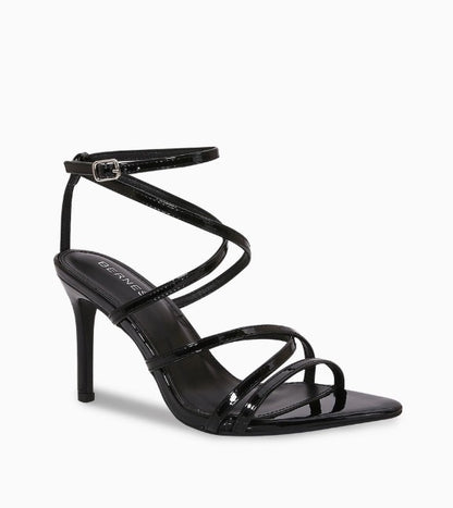 CIECE BLACK PATENT STRAPPY STILETTO HEEL