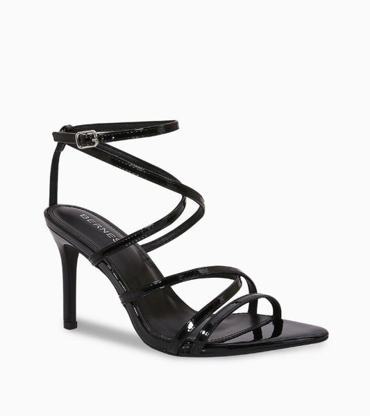 CIECE BLACK PATENT STRAPPY STILETTO HEEL