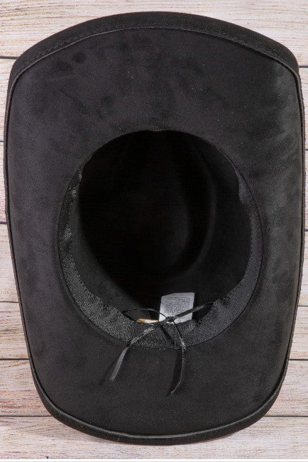 SALOON FAUX SUEDE COWBOY HAT BLACK