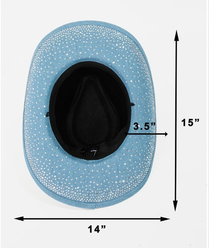DIVA RHINESTONE COWBOY HAT DENIM