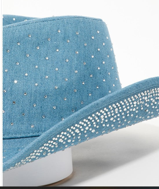 DIVA RHINESTONE COWBOY HAT DENIM