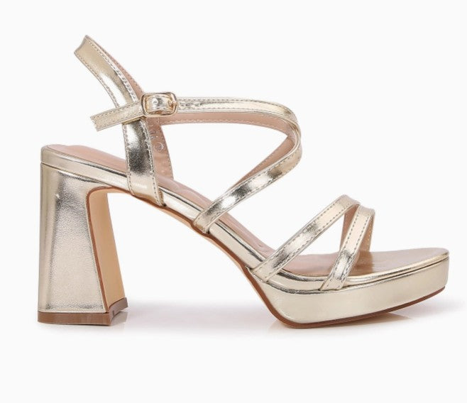 ESPERANZA GOLD Platform Chunky Heel Sandal
