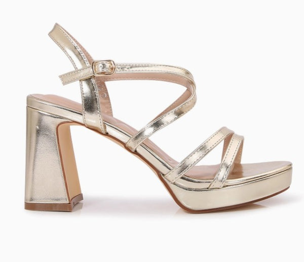 ESPERANZA GOLD Platform Chunky Heel Sandal