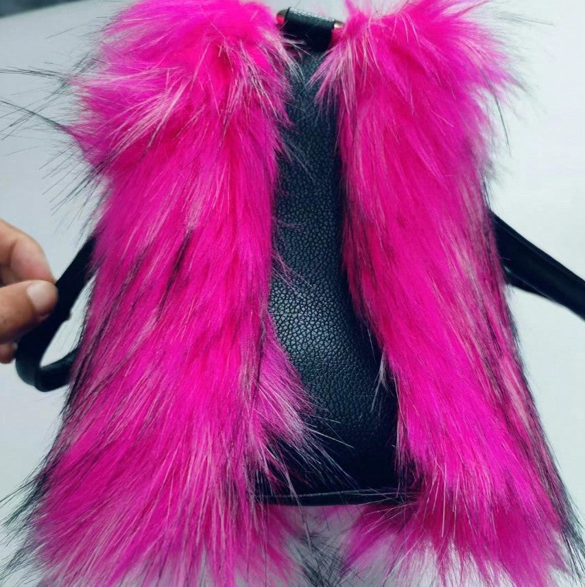 GEORGIA FAUX FUR SHOULDER BAG HOT PINK