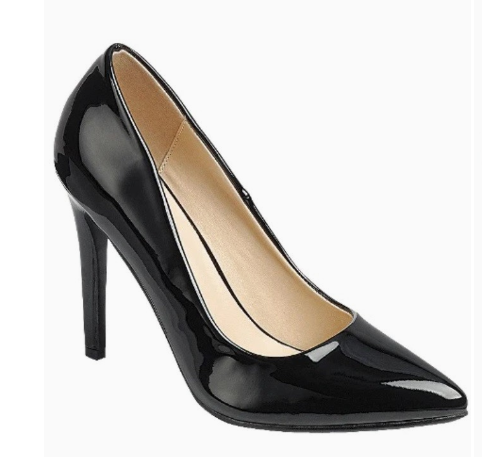 GLAMOUR-01 BLACK PATENT LEATHER ENCLOSED POINTY TOE CLASSIC STILETTO PUMP