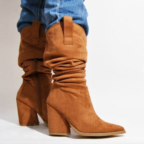 GOT MILK FAUX SUEDE COWBOY BOOT TAN
