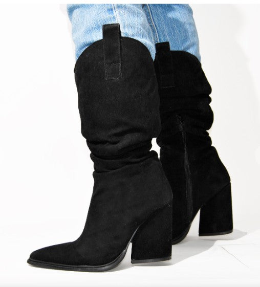 GOT MILK VELVET COWBOY BOOT BLACK