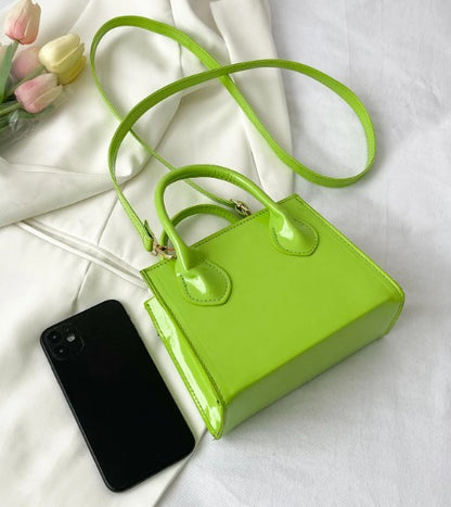 JOELLE LIME GREEN PATENT SQUARE PURSE